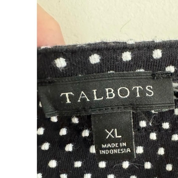 Talbots Boat Neck 3/4 Length Sleeve T Shirt Size XL Polka Dot - Picture 3 of 4
